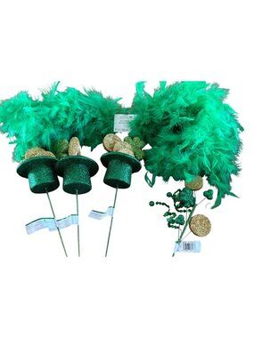 Celebrate It St. Patricks Day Green Gold Glitter Shamrock Picks & Feather Boa 51